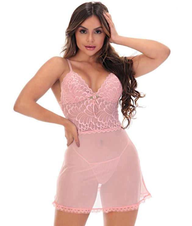 Chemise and Panty Cecile - Light Pink