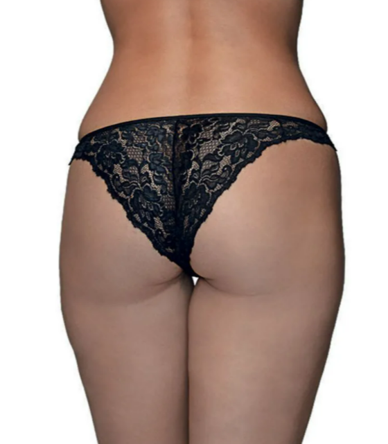 Black lace bikini panties, specifically the Idylle DeMillus