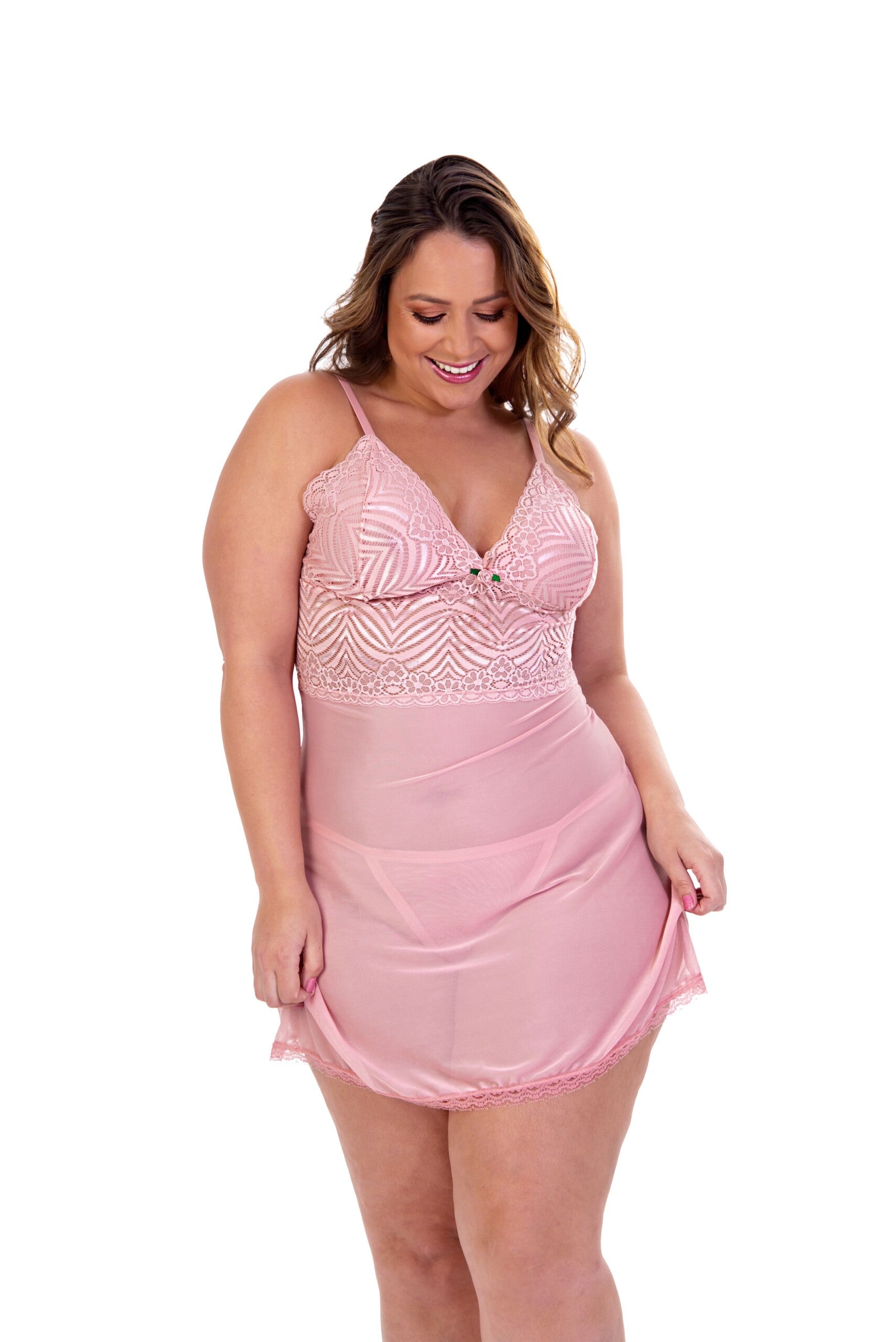 Cecile plus size pink nightdress