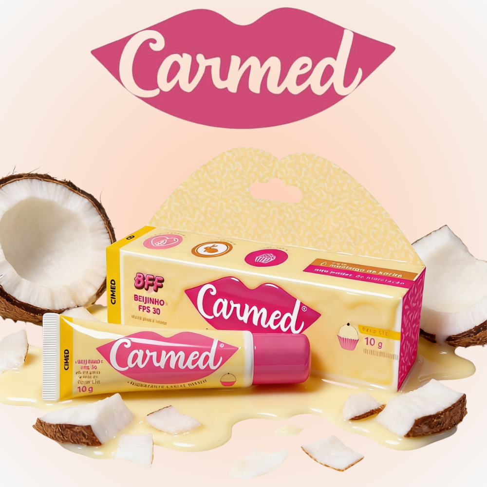 Carmed BFF Beijinho SPF 30 lip balm in a 10g container, offering sun protection and hydration for lips.