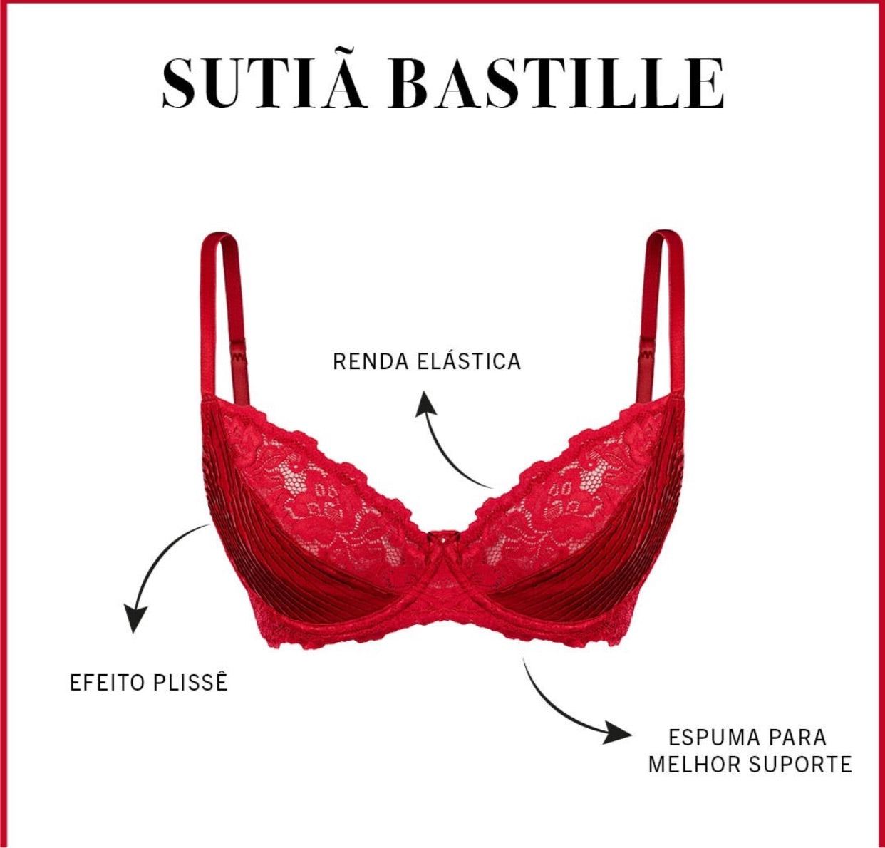 DeMillus Bastille red lace underwire bra