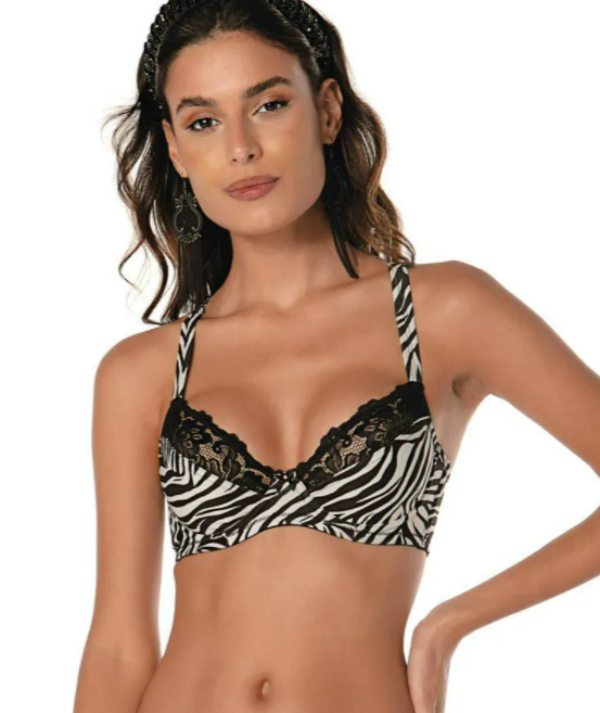 DeMillus Dark bra with an animal print and lace details