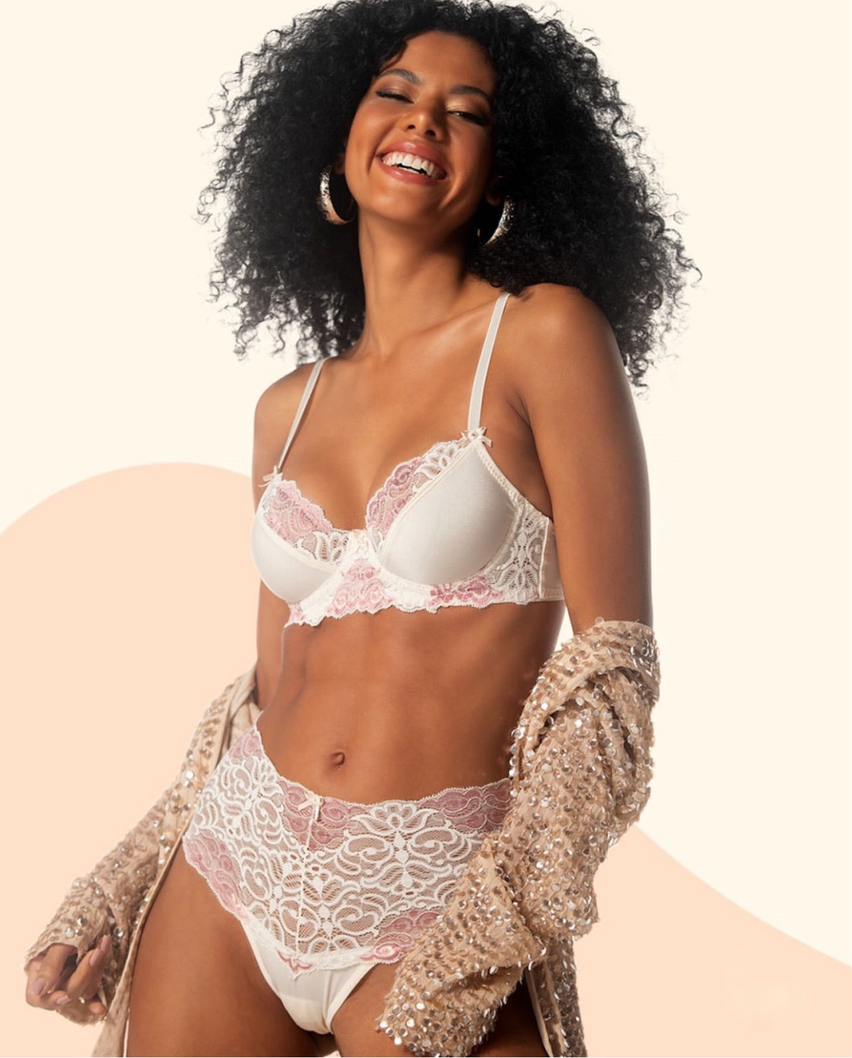 This image features a model showcasing the Demillus Promenade Panties, designed for both comfort and style. The panties are crafted from elastane, featuring a classic high-cut design that enhances elegance and provides a flattering fit.